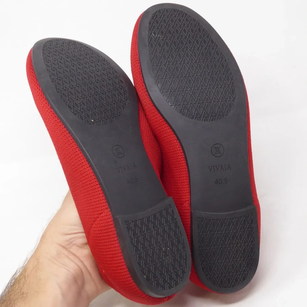 VIVAIA Womens Claire Walker Ballet Flats Red Knit Round Toe 40.5 / 9-9.5